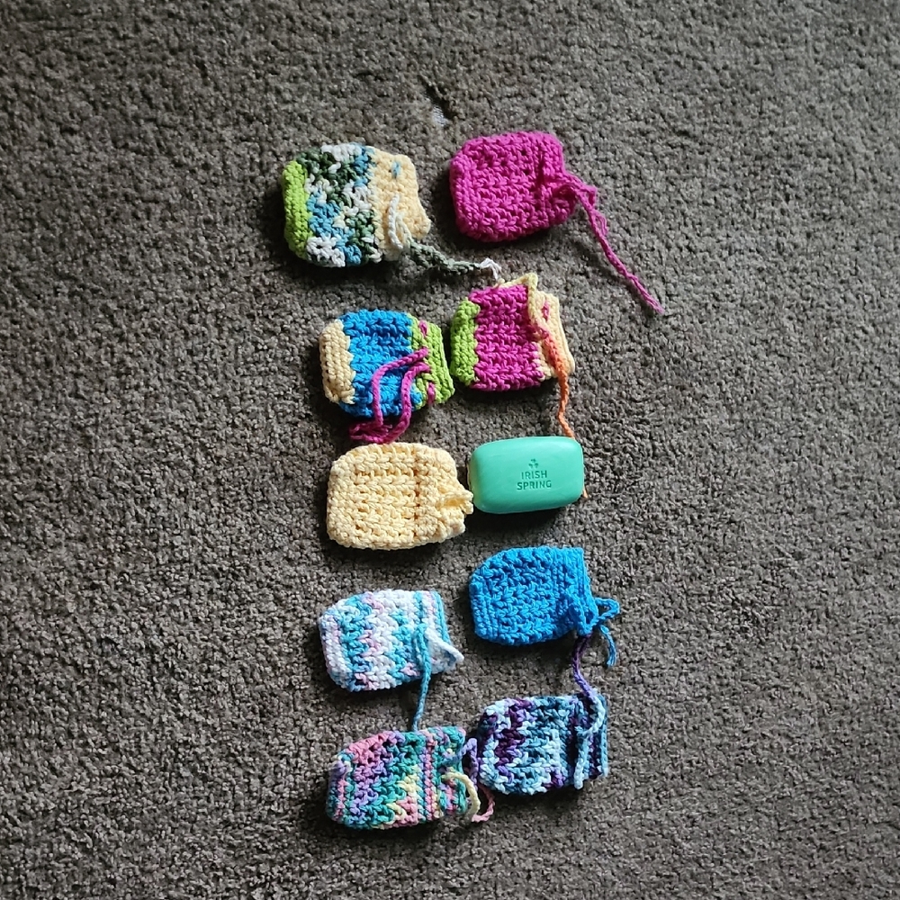 Handmade Crochet Soap Pouches Set. Or 5$ A Piece